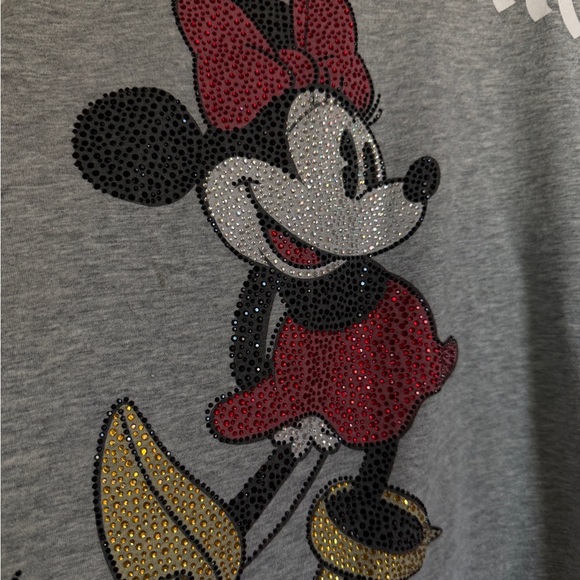 Disneyland Women’s Bling Rhinestone Minnie Plus Size Short Sleeve TShirt Gray 2X - Picture 2 of 5